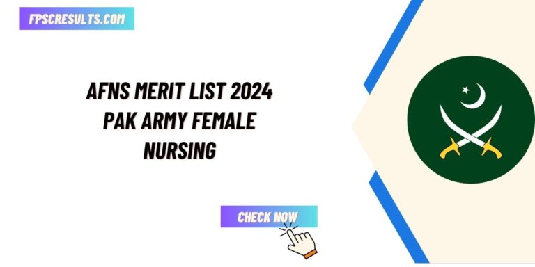 AFNS Merit List 2024 Download Pak Army Female Nursing