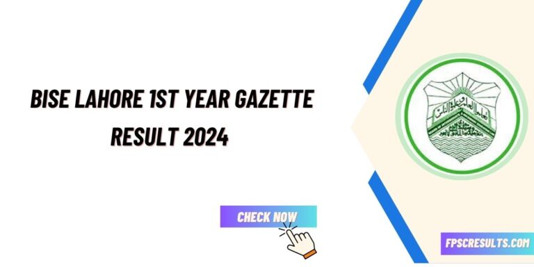 BISE Lahore Board 1st Year Gazette Result 2024 Download