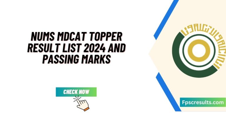 NUMS MDCAT Topper Result List 2024 and Passing Marks